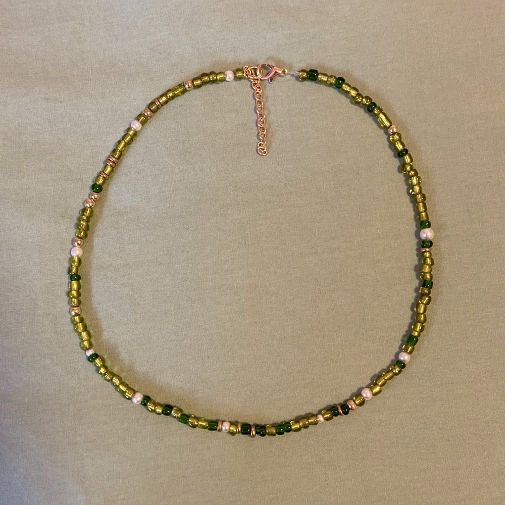 Sage green + forest green necklace